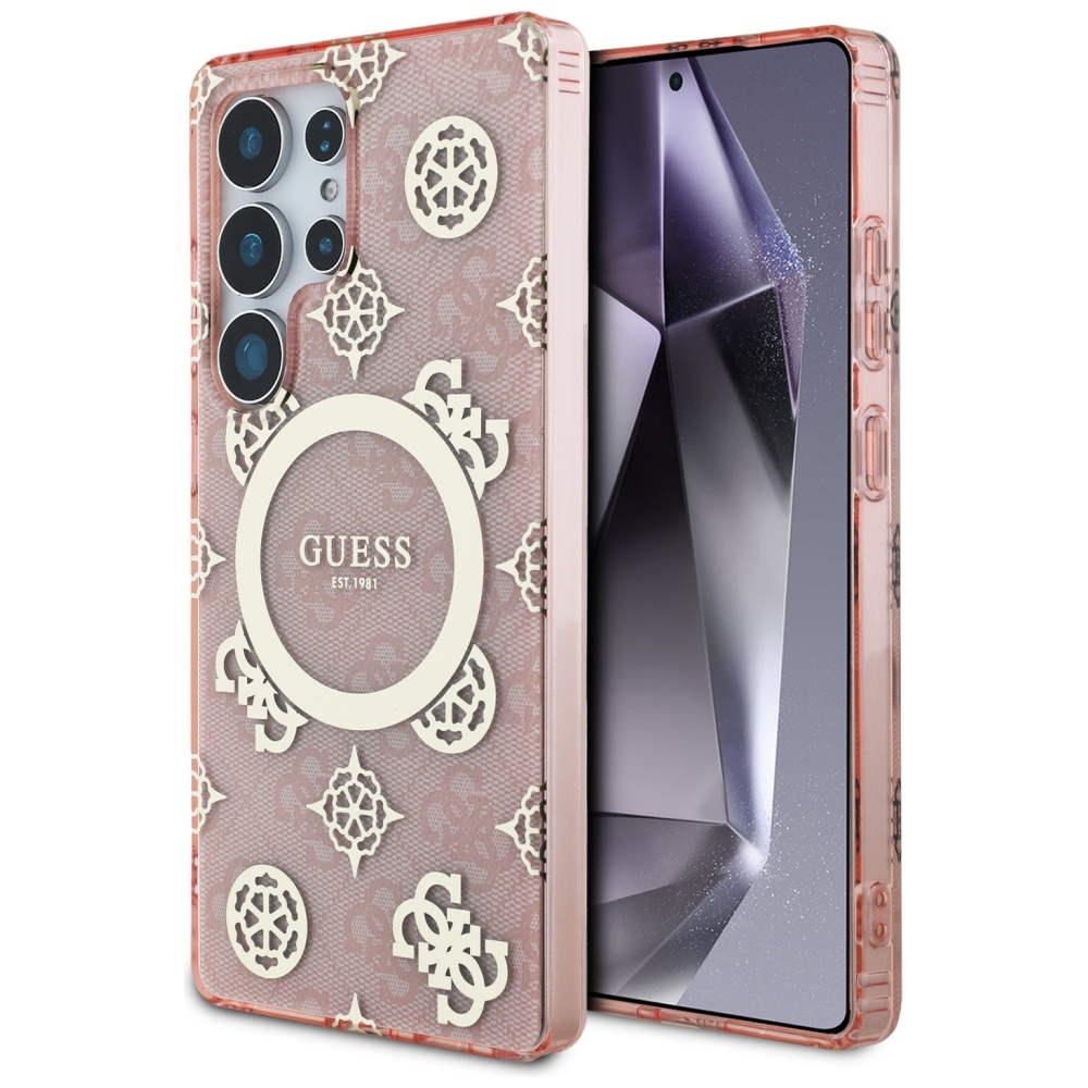 cps-1495e501eacd682b2ac47063152a6a1f-2025-12-06-05-24-19 Case Guess 4G Background Gold Electroplated Peony Pattern MagSafe for Samsung Galaxy S25 Ultra Pink - imagine 1