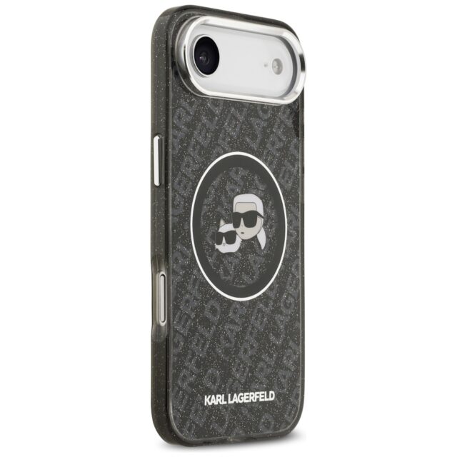Case Karl Lagerfeld IML Glitter Karl &   Choupette Heads Logo MagSafe for iPhone Air black - imagine 4