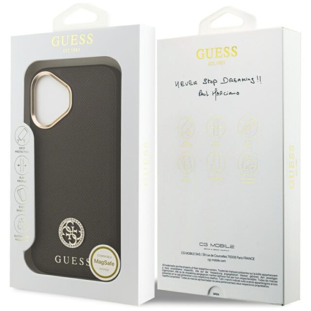 Case Guess Grained Strass Logo MagSafe for iPhone 17 brown - imagine 8