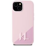 Case Karl Lagerfeld Silicone Shadow Metal Initial MagSafe for iPhone 15 pink - imagine 3