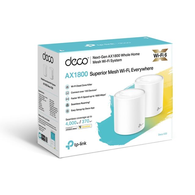 TP-Link Deco X20 2-Pack | WiFi Router | Mesh, AX1800, Dual Band, OFDMA, MU-MIMO, 2x RJ45 1000Mb/s - imagine 3