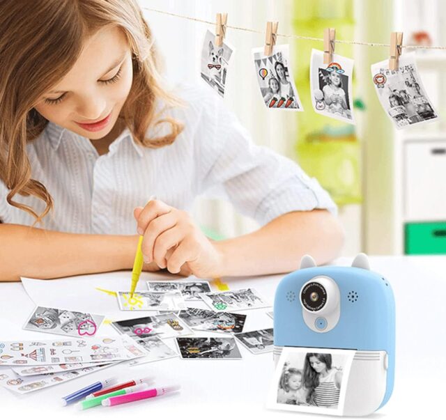 Extralink EPP-004 Blue | Mini thermal printer with camera | 3 rolls of thermal paper, 2.5" LCD screen, Bluetooth, USB-C, 1000 mAh - imagine 7