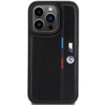 Case BMW BMHCP15L23PUPVK iPhone 15 Pro 6.1" black hardcase Perforated Tricolor Line - imagine 3
