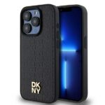 DKNY DKHMP15LPSHRPSK iPhone 15 Pro 6.1 inch black hardcase Leather Pattern Monogram Metal Logo MagSa
