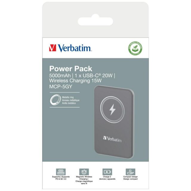 Verbatim Wireless Magnetic Power Bank `n` Go 15W 5000mAh grey 32244 - imagine 6