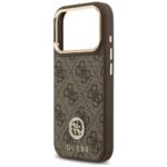 Guess 4G Strass Logo & Big Strap Metal Buttons MagSafe Case for iPhone 17 Pro Brown - imagine 6