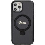Guess GUHMP12MHRSGSK iPhone 12/12 Pro 6.1" black hardcase Ring Stand Script Glitter MagSafe - imagine 3