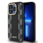 DKNY DKHMP15XPCPVSLK iPhone 15 Pro Max 6.7" black hardcase Leather Checkered Mono Pattern MagSafe