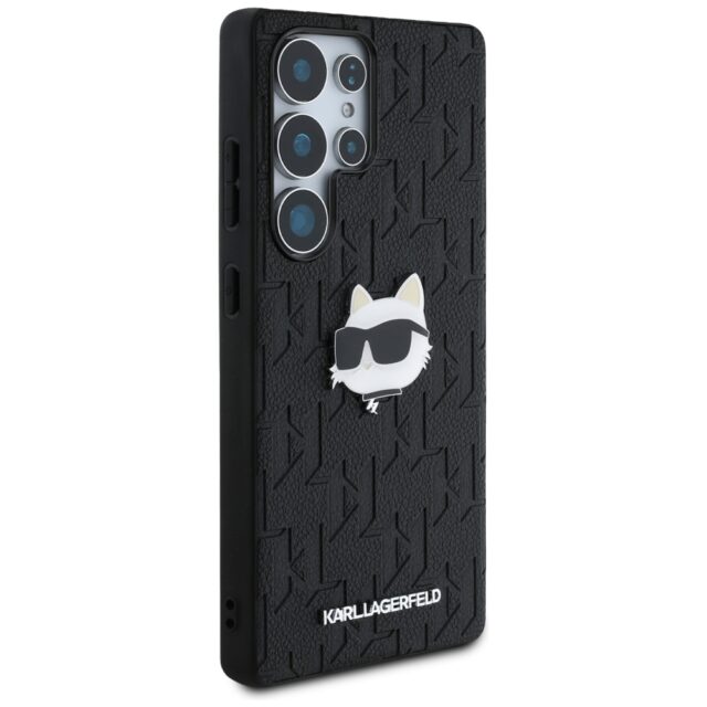 Karl Lagerfeld Leather Monogram Pin Logo Choupette Head Case for Samsung Galaxy S25 Ultra Black - imagine 4