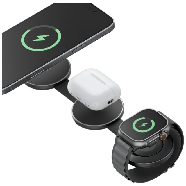 Wireless charger Energea Alumag Trio 3in1 Qi2 15W graphite - imagine 4