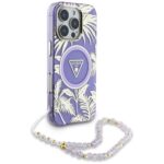 Case Guess Palm Trees Triangle Pearl Strap MagSafe for iPhone 16 Pro purple - imagine 3