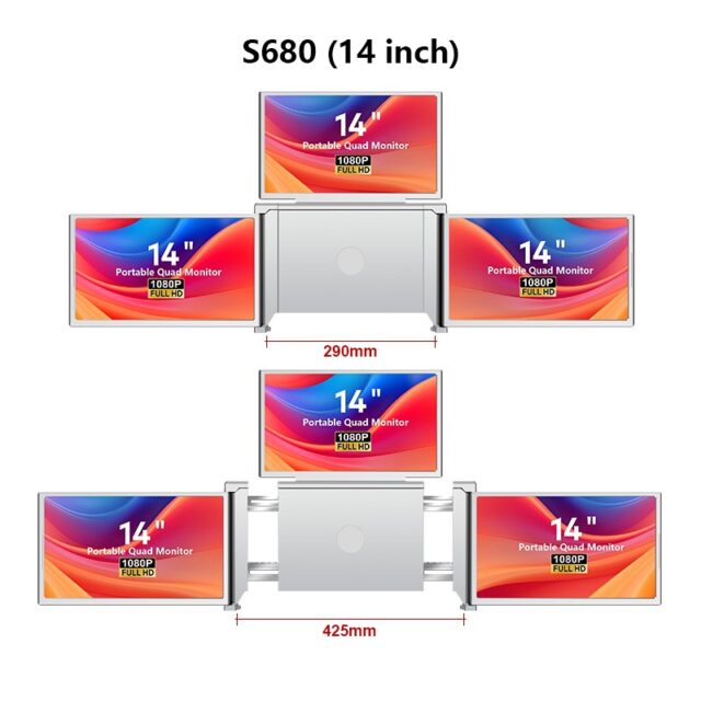 Portable Laptop Monitors Extralink Smart Life S680 14", 3 Monitors, IPS, 1080p Full HD - imagine 4