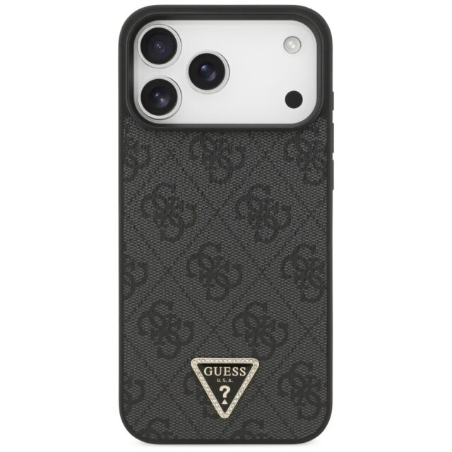 Guess Leather 4G Triangle Strass MagSafe Case for iPhone 17 Pro Max black - imagine 3