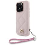 Case Karl Lagerfeld Quilted Initial Logo & Chain Strap for iPhone 16 Pro pink