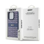 DKNY DKHCP15LPRTHSLB iPhone 15 Pro 6.1 inch blue hardcase Leather Mono Stripe & Metal Logo - imagine 8