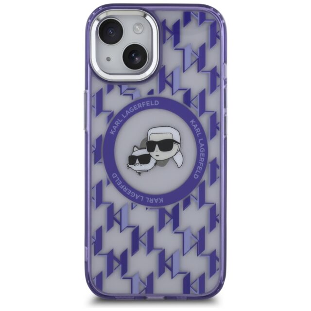 Karl Lagerfeld KLHMP15SHMCKMHU iPhone 15 6.1"purple IML Monogram Karl&Choupette Head MagSa - imagine 3