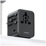 Travel Charger Adapter USAMS  CC308 2xUSB-C 17W 4in1 US/AU/EU/UK black - imagine 7