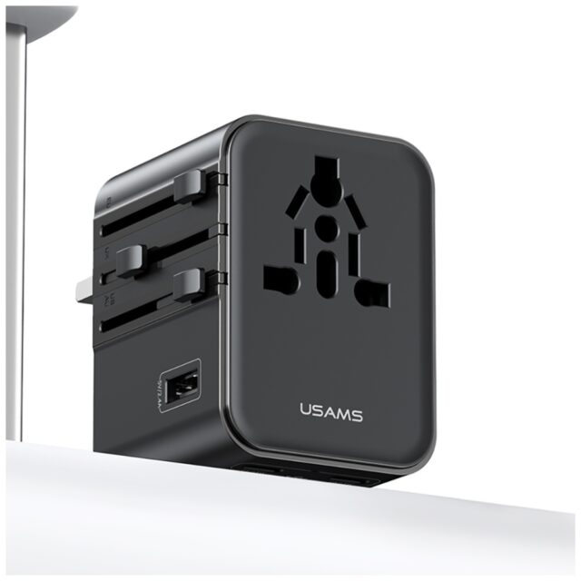 Travel Charger Adapter USAMS  CC308 2xUSB-C 17W 4in1 US/AU/EU/UK black - imagine 7