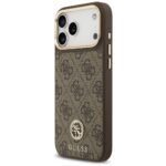 Case Guess 4G Strass Logo & Big Strap    Metal Buttons MagSafe for iPhone 17 Pro Max brown - imagine 2