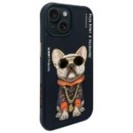 Nimmy case iPhone 15 6.1" black Glasses Cool Dog - imagine 2