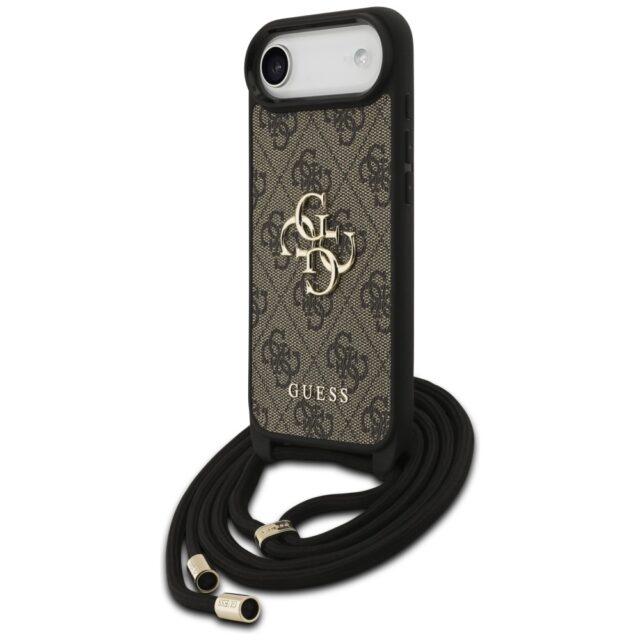 Case Guess 4G Big Logo Cord Stap         Crossbody for iPhone Air brown - imagine 2