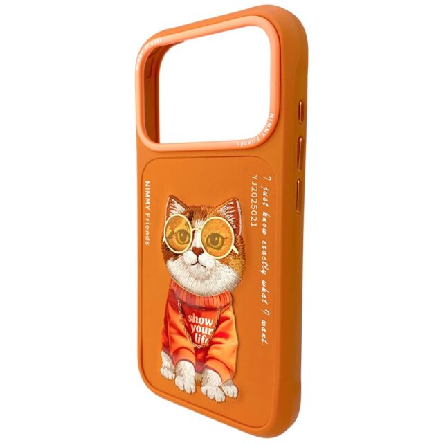 Etui Nimmy Glasses Cool Cat do iPhone 17  Pro pomarańczowy - imagine 4