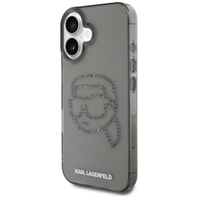 Case Karl Lagerfeld IML Rhinestones Karl Head for iPhone 16 black - imagine 2