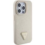 Guess GUHCP15XPCRTHCD iPhone 15 Pro Max 6.7" gold hardcase Croco Triangle Metal Logo - imagine 4