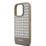 DKNY DKHMP15LPSOSPW iPhone 15 Pro 6.1 inch brown hardcase Leather Printed Pattern Metal Logo MagSafe - imagine 6