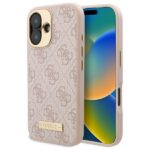 Guess GUHMP16SU4GPRP iPhone 16 6.1" pink hardcase 4G Logo Plate MagSafe