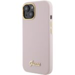 Guess GUHCP15SSMBSLP iPhone 15 / 14 / 13 6.1" pink hardcase Silicone Script Metal Logo & Frame - imagine 2