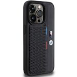 Case BMW BMHCP15X23PUPVK iPhone 15 Pro Max 6.7" black hardcase Perforated Tricolor Line - imagine 4
