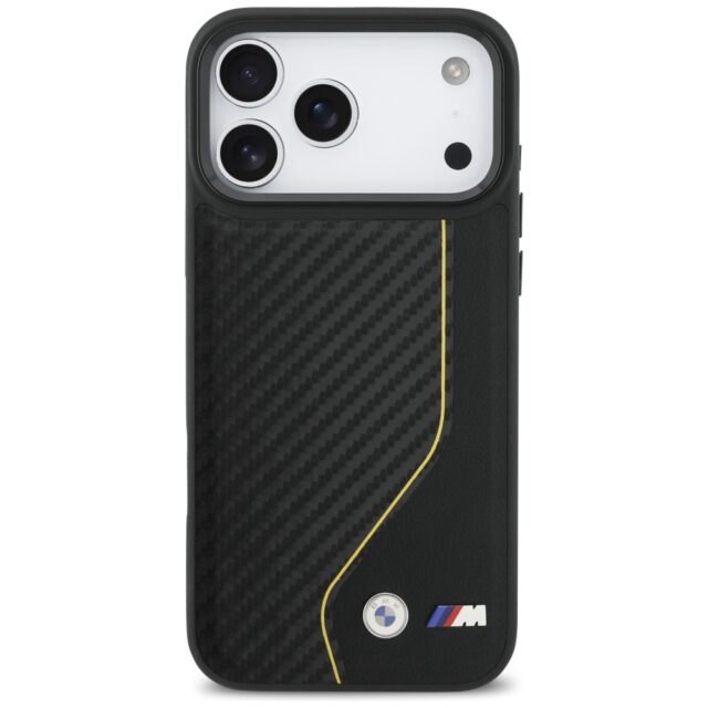 Case BMW M Carbon Line & Logo MagSafe for iPhone 17 Pro Max yellow - imagine 3