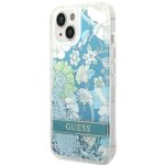 Guess GUHCP14SLFLSN iPhone 14 / 15 / 13 6.1" green hardcase Flower Liquid Glitter - imagine 2