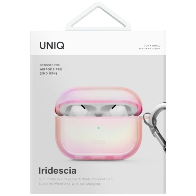 Case UNIQ Iridescia for AirPods Pro 2 Hang Case pink prism - imagine 4