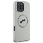 Case Karl Lagerfeld Silicone Double Heads And Circle MagSafe for iPhone 16 Pro beige - imagine 4
