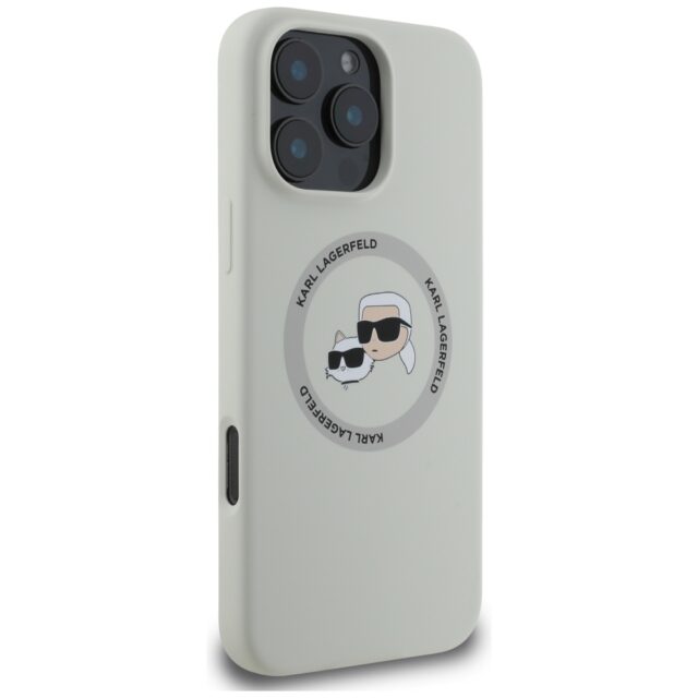Case Karl Lagerfeld Silicone Double Heads And Circle MagSafe for iPhone 16 Pro beige - imagine 4
