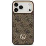Case Guess 4G Strass Logo & Big Strap    Metal Buttons MagSafe for iPhone 17 Pro Max brown - imagine 3