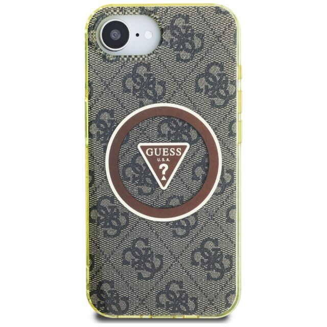 Case Guess IML Metal Glitter 4G Circle Triangle MagSafe for iPhone 16e brown - imagine 3