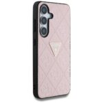 Case Guess Hot Stamp 4G Pattern Triangle Metal Logo for Samsung Galaxy S25 pink - imagine 4