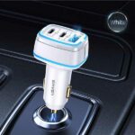 USAMS Car Charger 2xUSB-C + 1xUSB C24 105W Fast Charge white CC141TC02 (US-CC141) - imagine 9