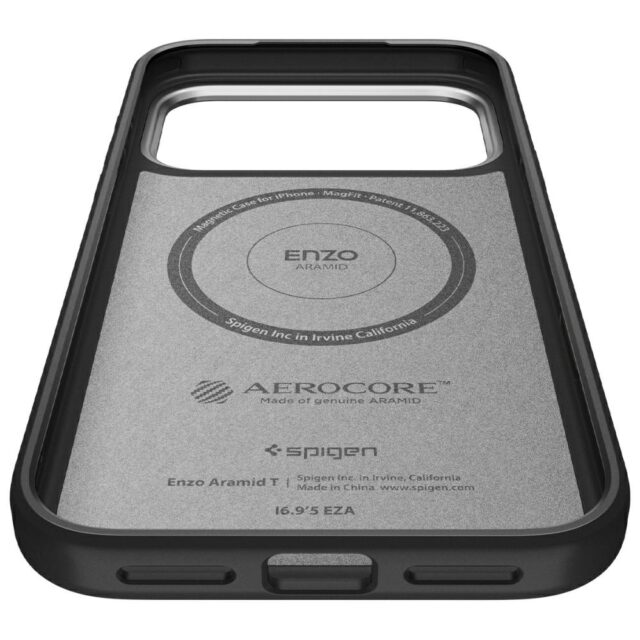 Spigen Enzo Aramid "T" Mag MagSafe Case for iPhone 17 Pro Max Black Silver - imagine 8