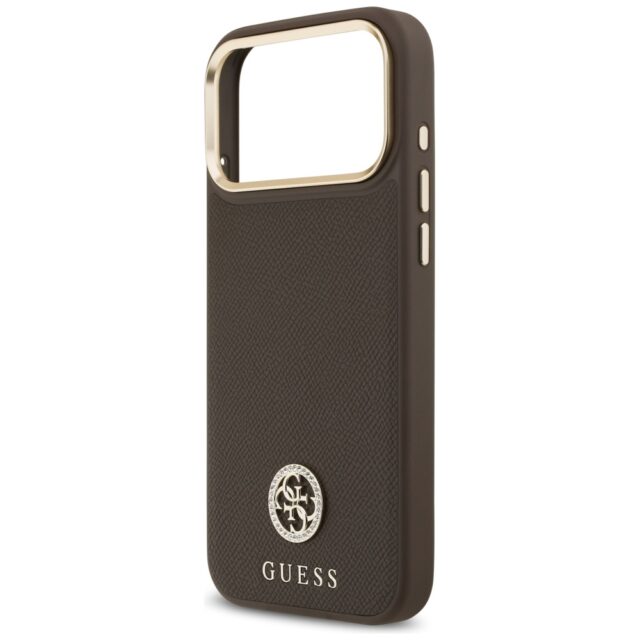 Case Guess Grained Strass Logo MagSafe for iPhone 17 Pro Max brown - imagine 6