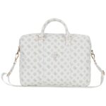 Bag Guess 4G Peony Front Pocket  Zipper Triangle Logo 16" white
