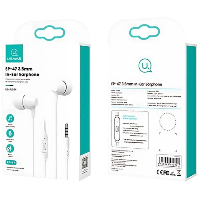 USAMS stereo earphones EP-47 3.5mm white 1.2m HSEP4702 (US-SJ594) - imagine 7