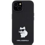 Karl Lagerfeld KLHCP15SSMHCNPK iPhone 15/ 14 / 13 6.1" black Silicone Choupette Metal Pin - imagine 3