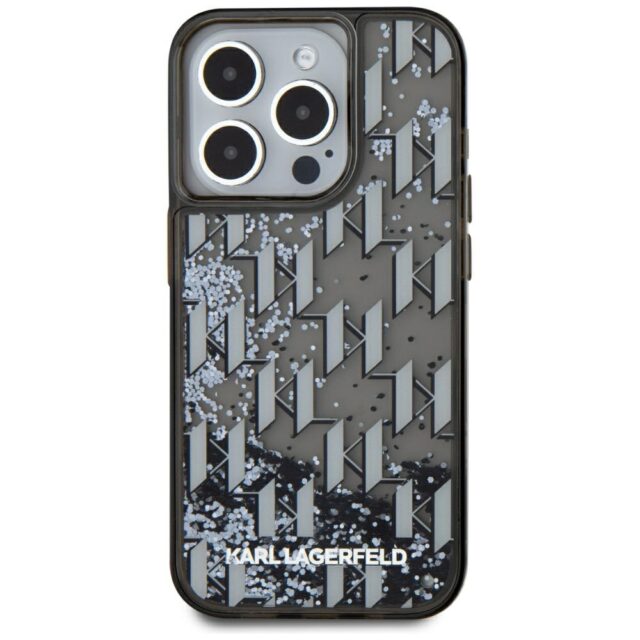 Case Karl Lagerfeld Liquide Glitter Monogram Gradient for iPhone 15 Pro Max black - imagine 3
