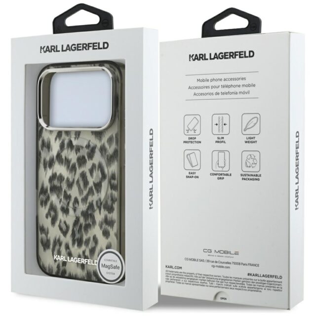Karl Lagerfeld IML Leopard Pattern MagSafe Case for iPhone 17 Pro Brown - imagine 8