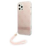 Guess GUOHCP12MH4STP iPhone 12/12 Pro pink hardcase 4G Print Strap - imagine 2