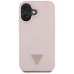 Case Guess Grained Hot Stamp Peony Triangle Logo MagSafe for iPhone 16 pink - imagine 3